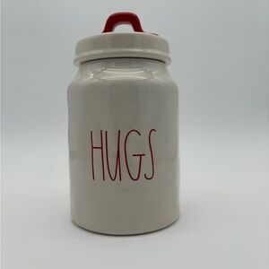 Pre Owned Rae Dunn Valentine Theme Hugs White With Red Text Canister With Lid